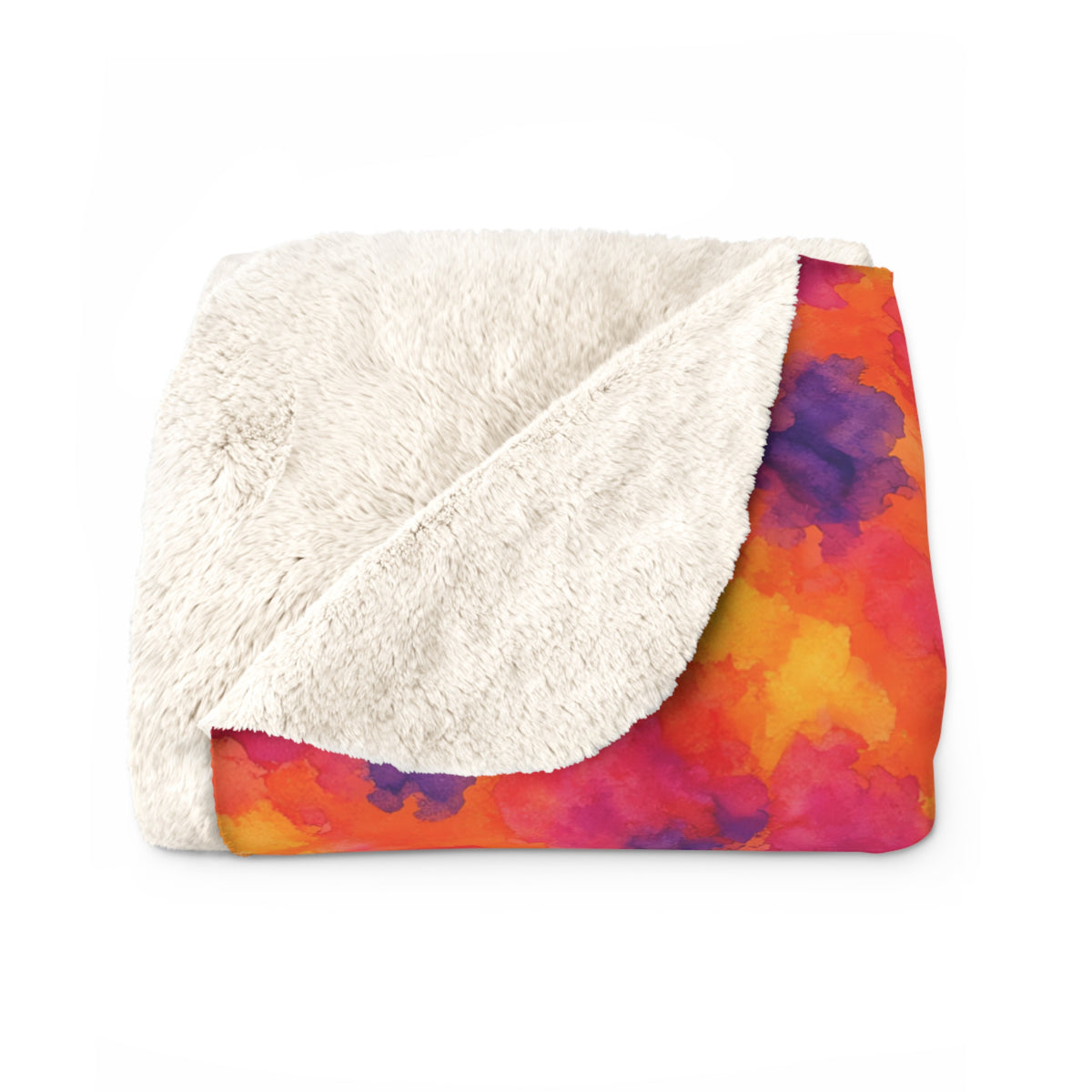 Sunset Bloom Bleeds Sherpa Fleece Blanket – Watercolour Bleed Pattern