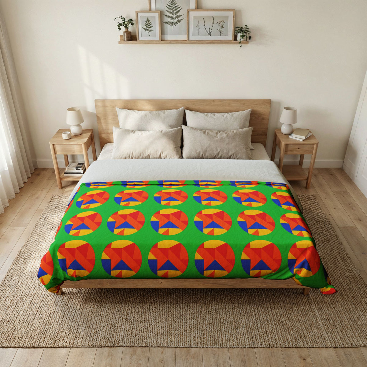 Broken Circle Planes Cotton Duvet Cover – Cubist Abstract Pattern