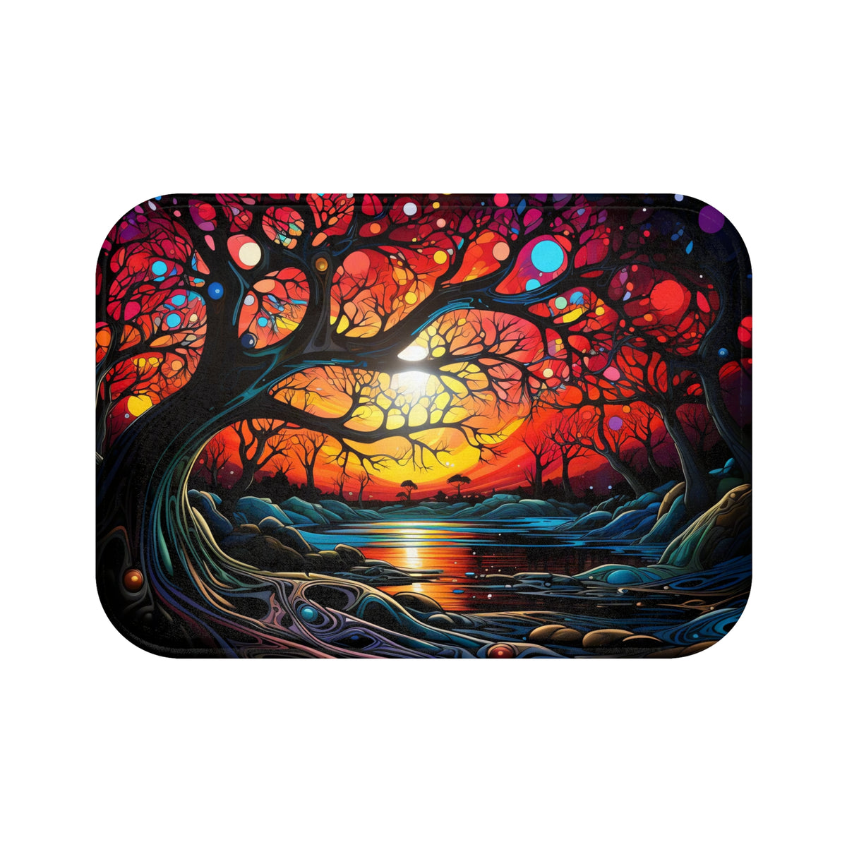 Sunset Dream Tree Bath Mat – Surreal Dreamscape Art