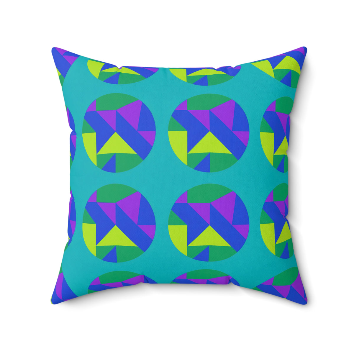 Broken Circle Planes Faux Suede Cushion – Peacock Jewel