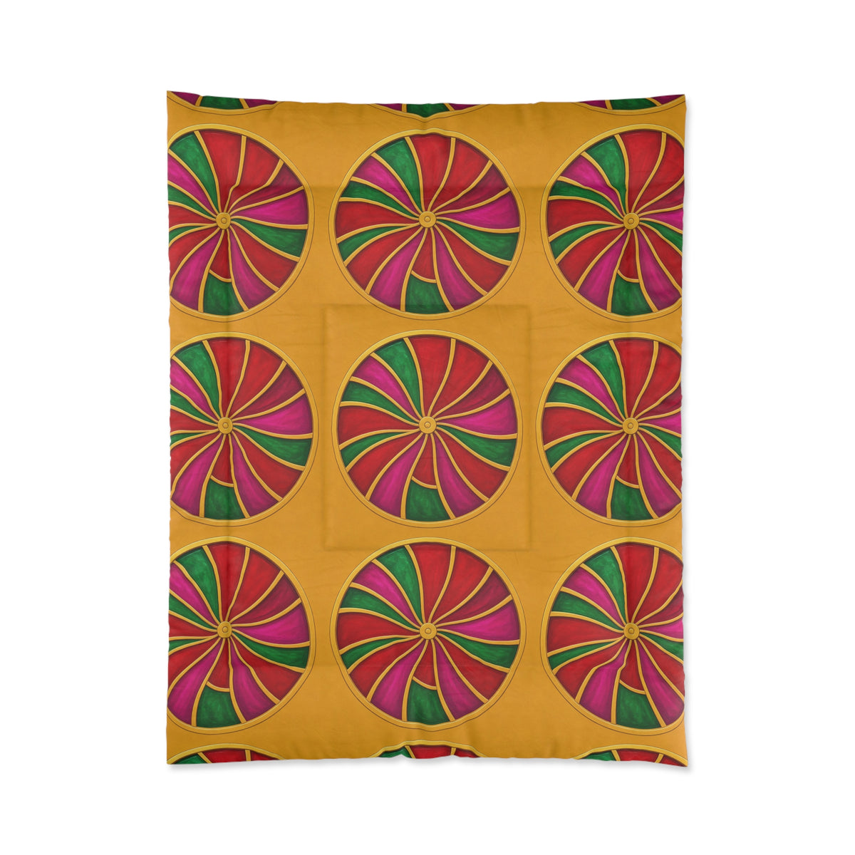 Grand Kaleido Jewel Wheels Comforter – Kaleidoscopic Medallion Pattern