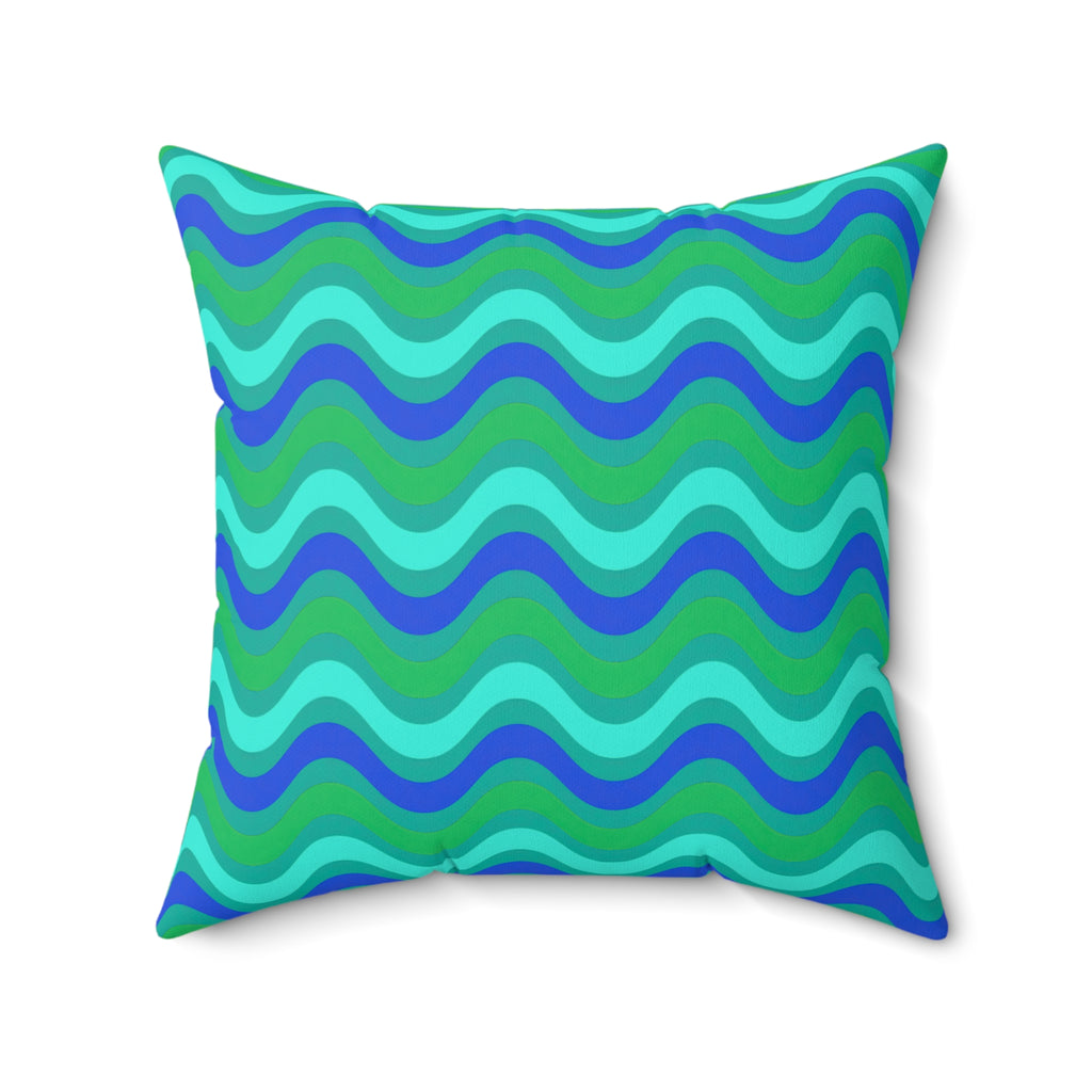 Wide Wave Interference Faux Suede Cushion – Ocean Jewel