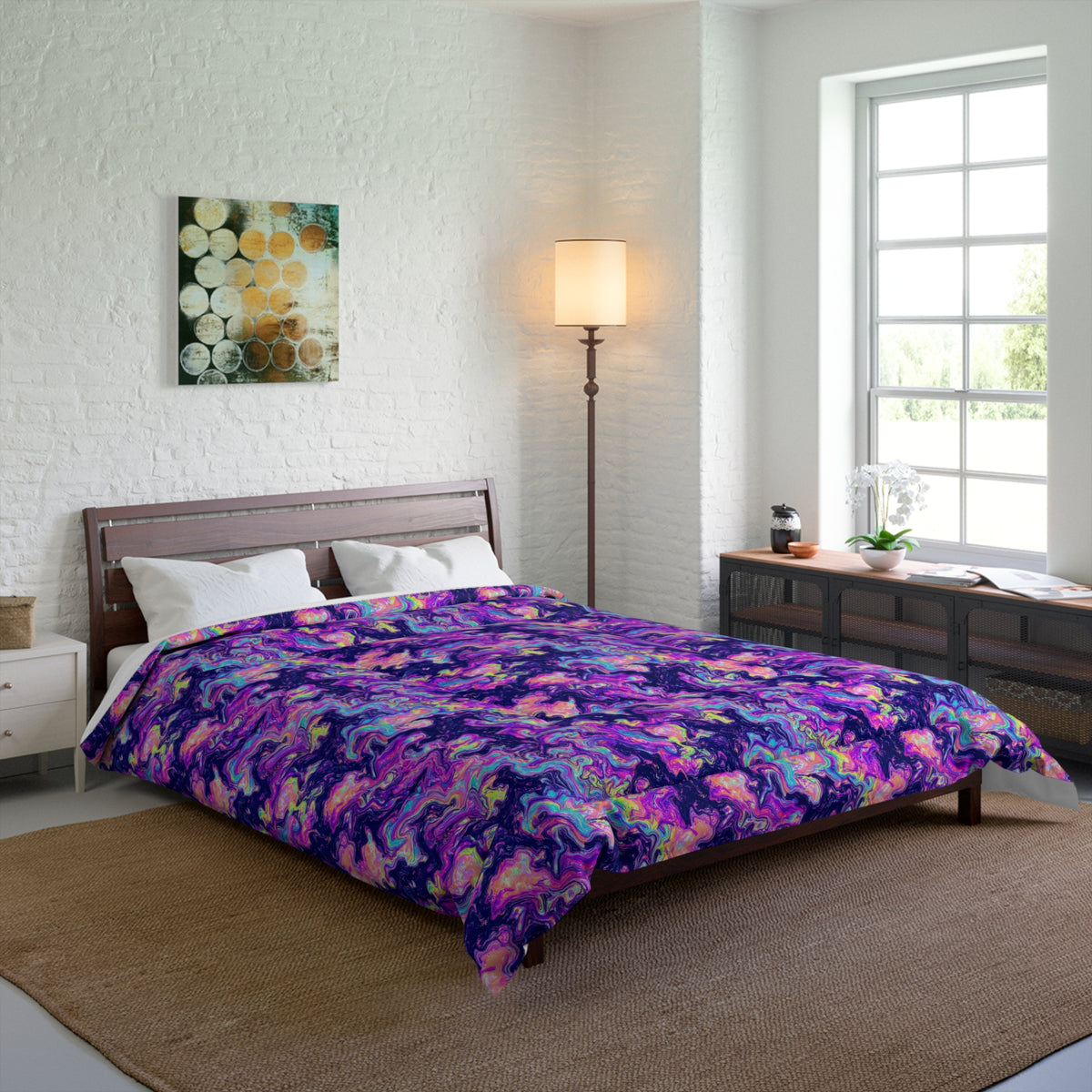 Opal Lava Marble Comforter – Holographic-Look Fluid Art Pattern