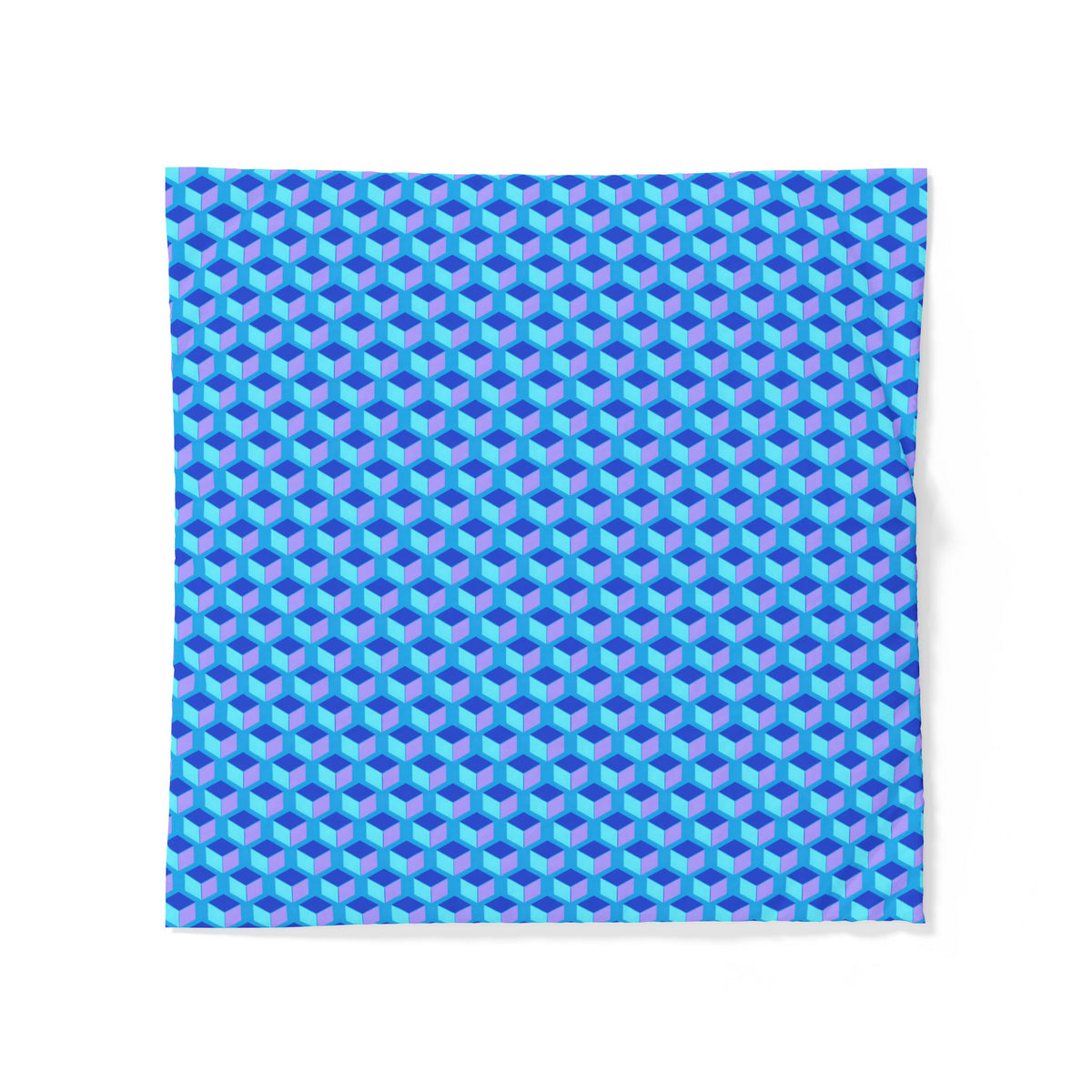 Giant Faceted Cubes II Cotton Duvet Cover – Ice Jewel