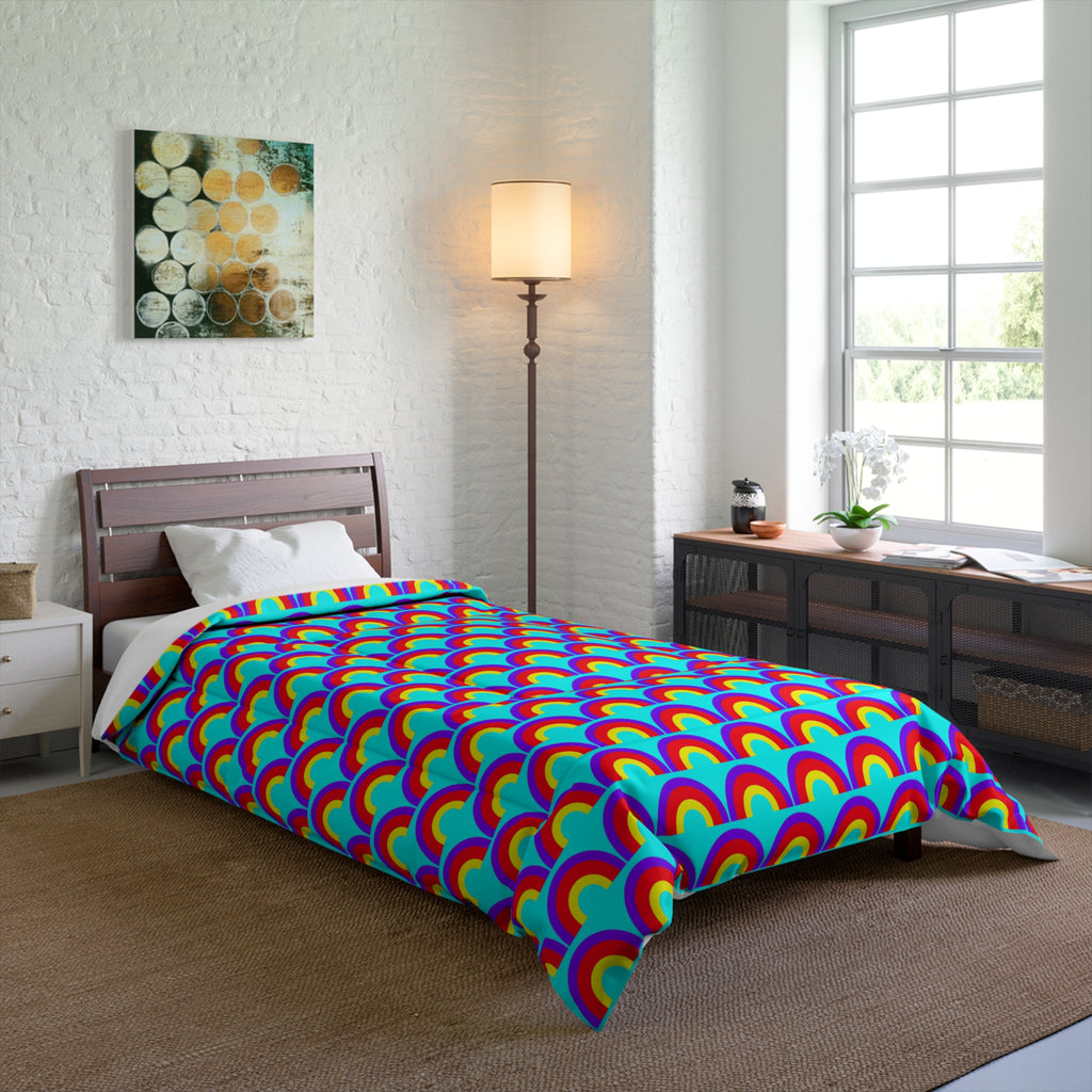 Chromatic Scallop Ripple Comforter – Op-Art Scallops Pattern