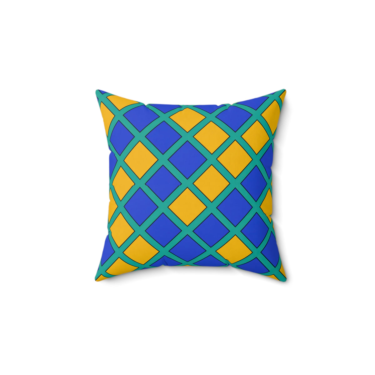 Harlequin Gold Grid Faux Suede Cushion – Peacock Jewel