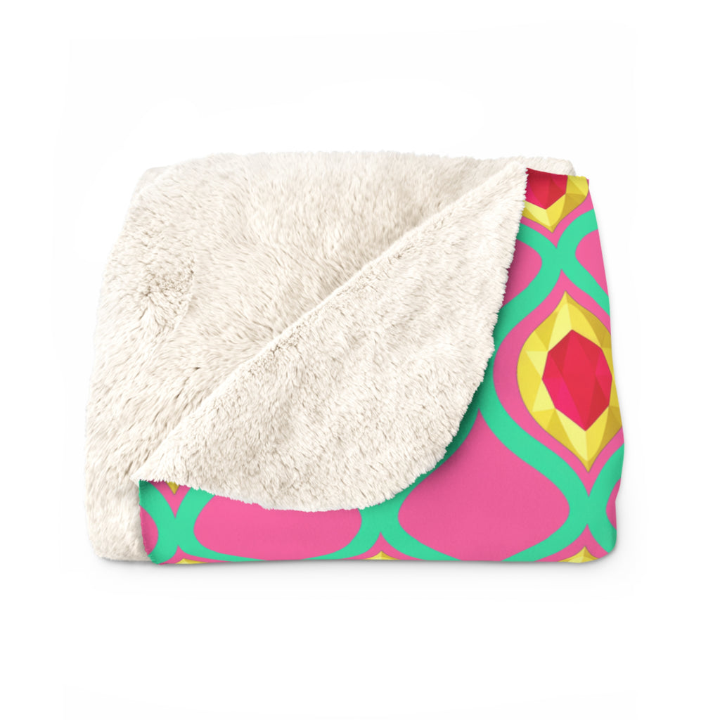 Grand Gold Ogee Lattice II Sherpa Fleece Blanket – Candy Christmas