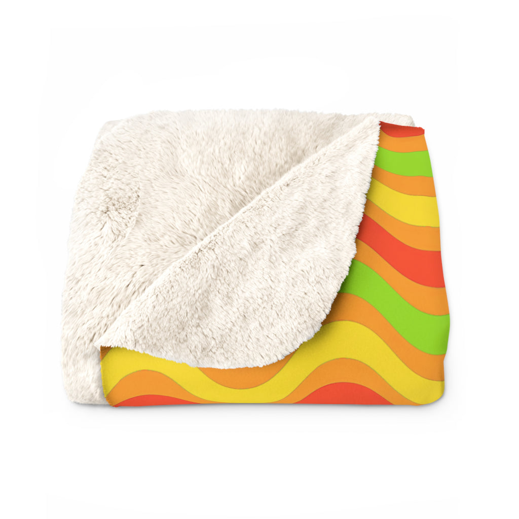 Wide Wave Interference Sherpa Fleece Blanket – Hot Citrus