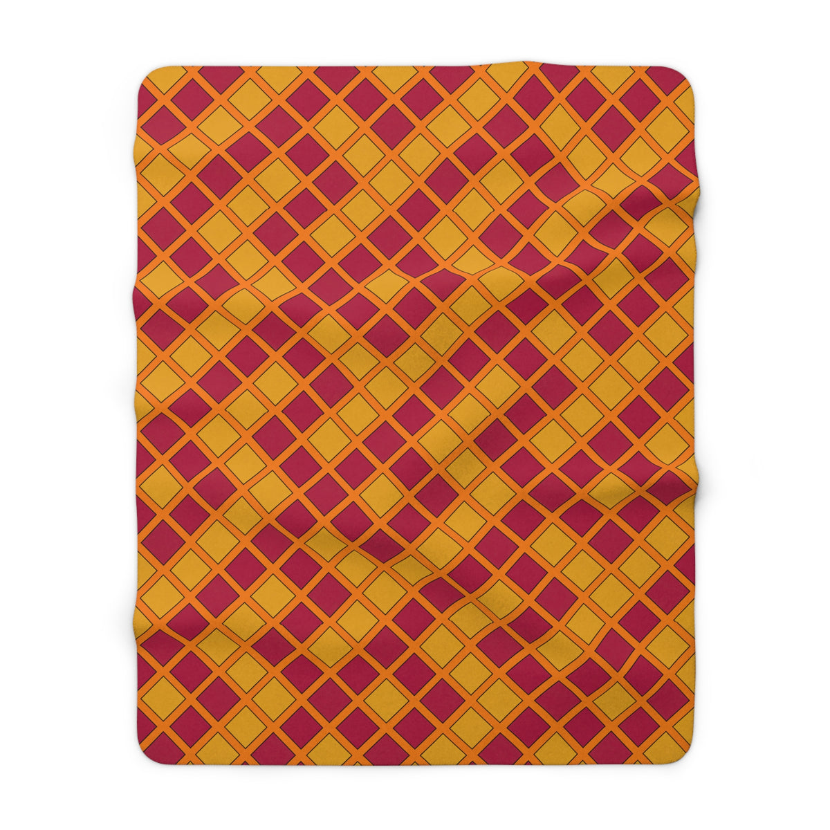 Harlequin Gold Grid Sherpa Fleece Blanket – Cranberry Spice