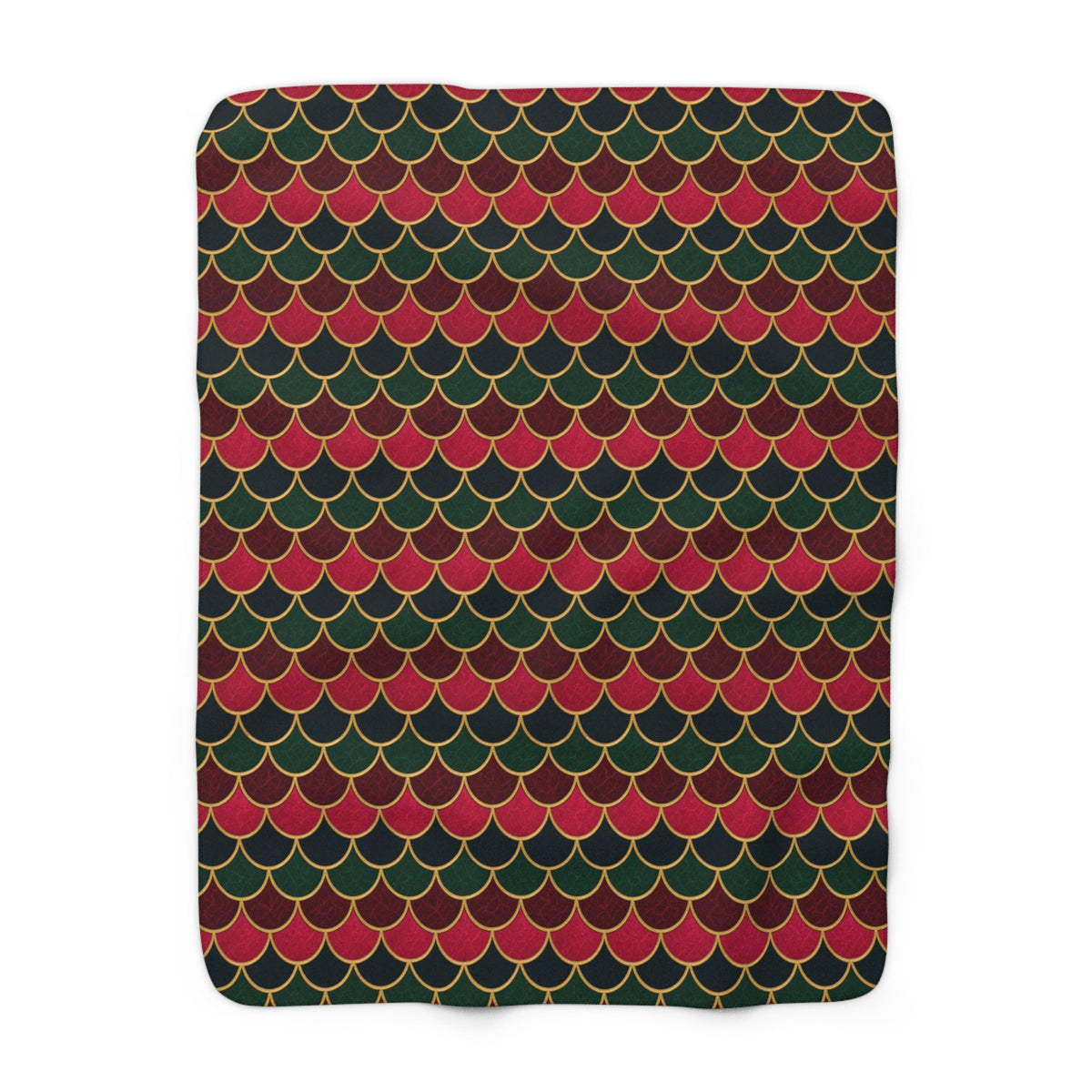 Jewel Scales Sherpa Fleece Blanket – Art Deco Pattern