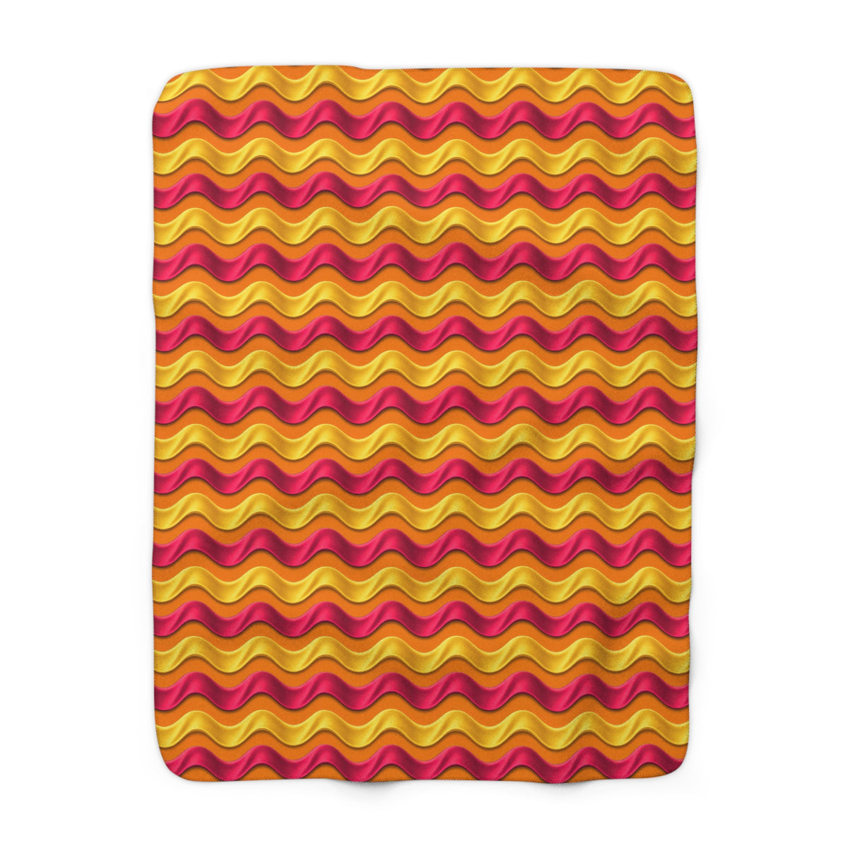 Satin Wave Bands Sherpa Fleece Blanket – Cranberry Spice