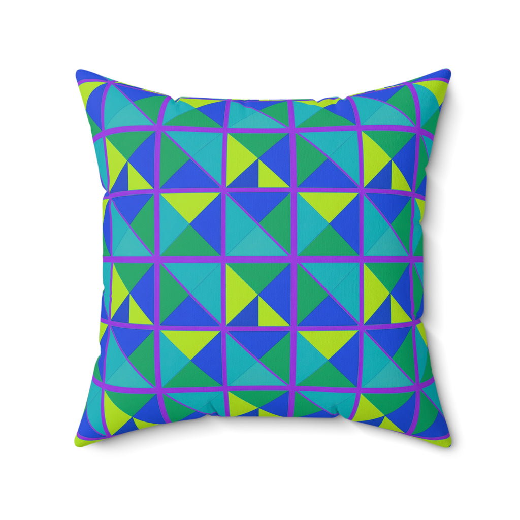Split Square Fiesta Faux Suede Cushion – Peacock Jewel