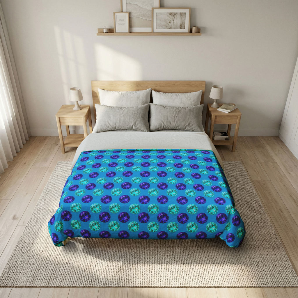 Half-Drop Gem Grid Cotton Duvet Cover – Ice Jewel