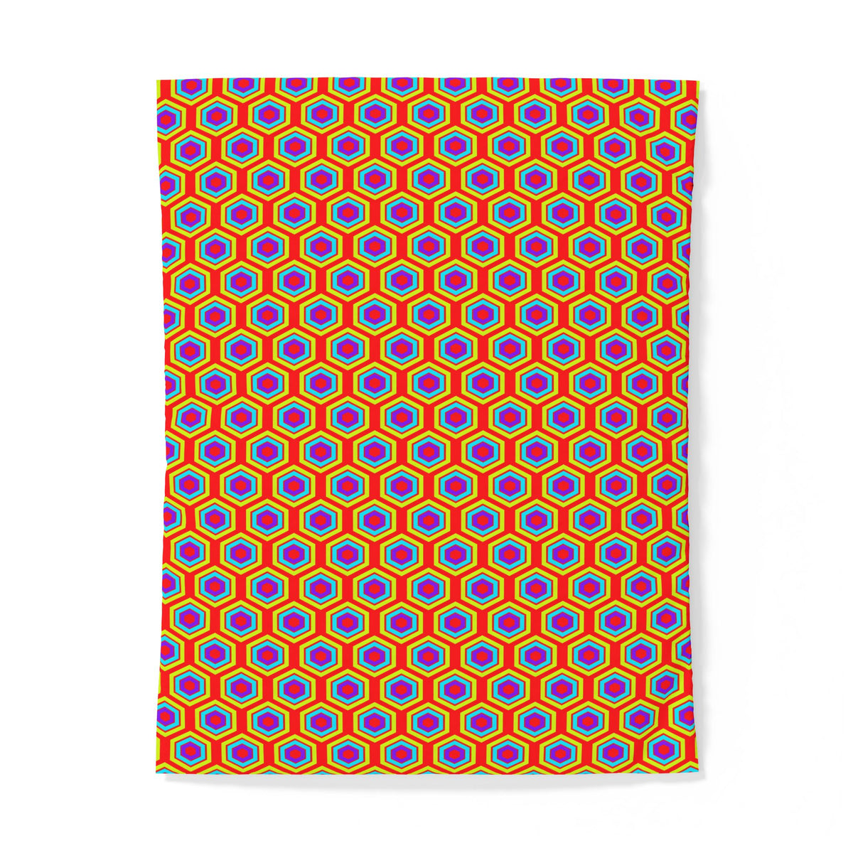 Concentric Hexagon Ripple Cotton Duvet Cover – Op-Art Hexagons Pattern