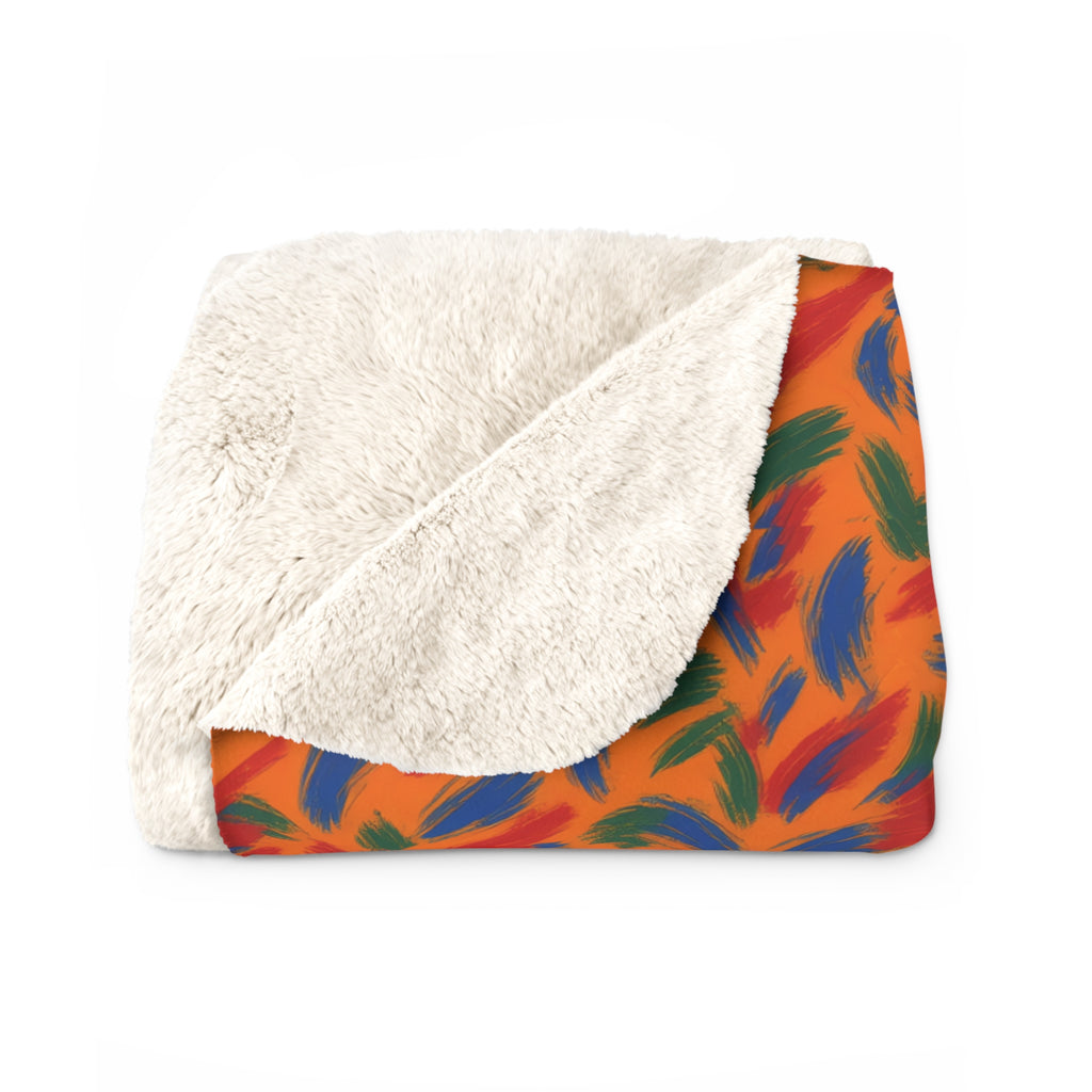 Layered Gesture Scribbles Sherpa Fleece Blanket – Gestural Abstract Pattern