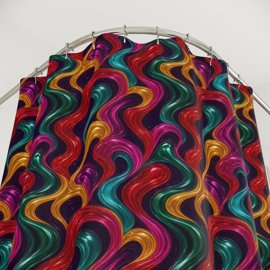 Molten Candy Ribbons Shower Curtain – Psychedelic Pop Pattern