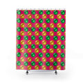 Half-Drop Gem Grid Shower Curtain – Faceted Gem Geometric Pattern