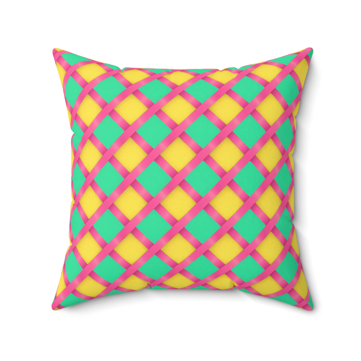 Broad Gold Diamond Trellis Faux Suede Cushion – Candy Christmas