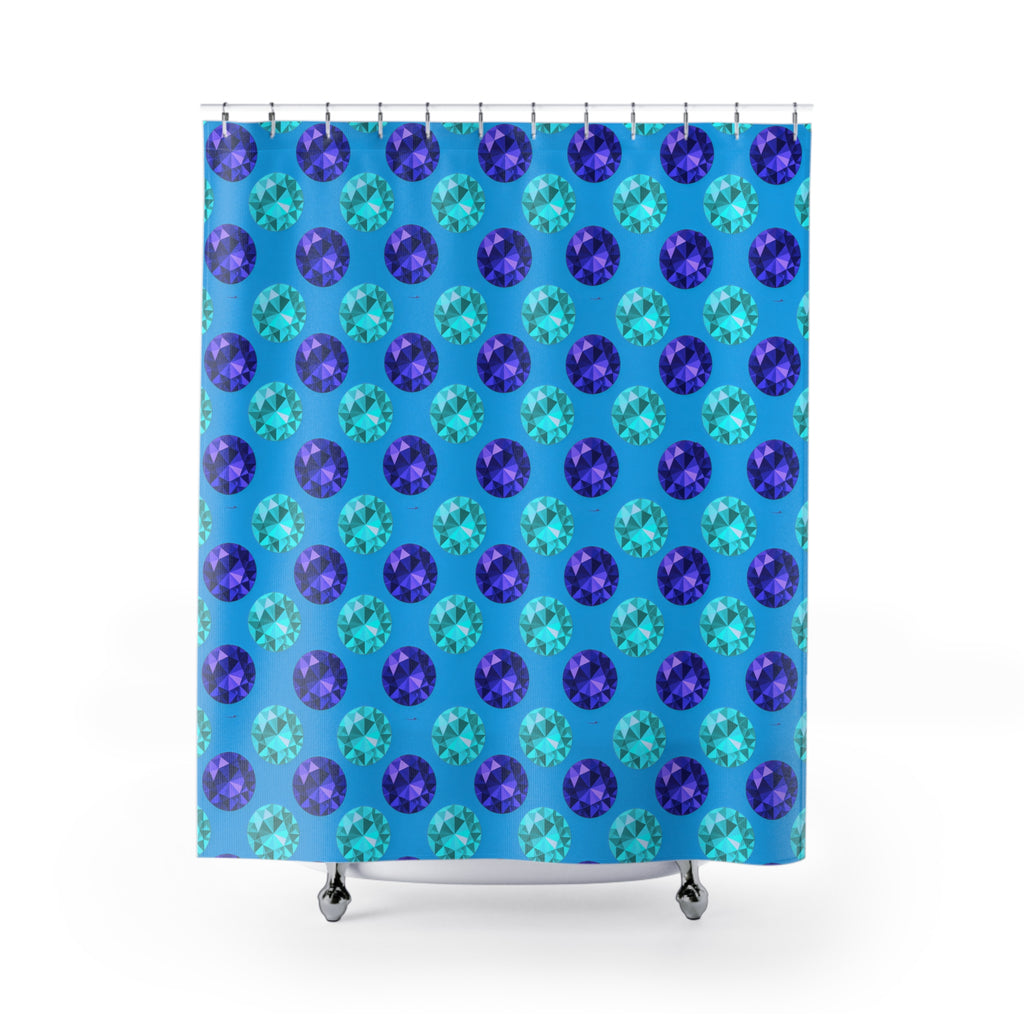 Half-Drop Gem Grid Shower Curtain – Ice Jewel