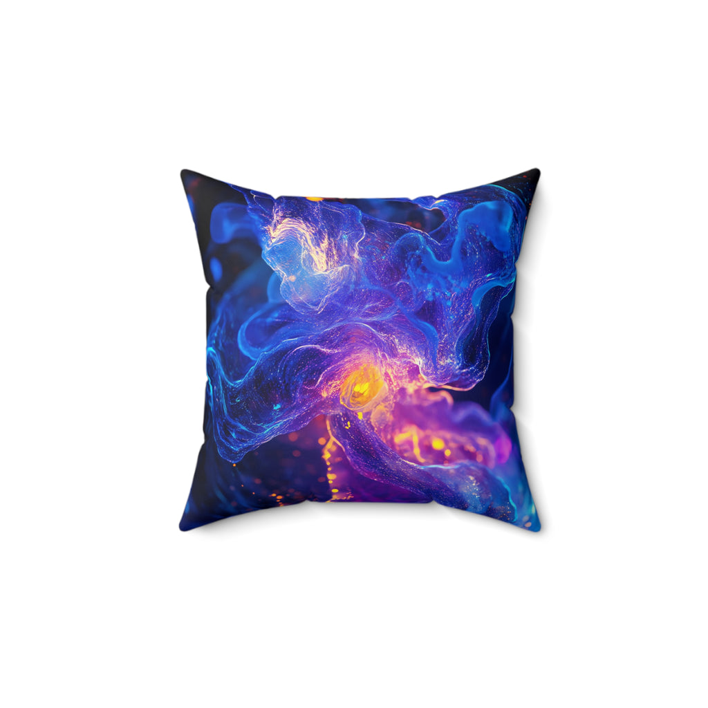 Cosmic Neon Nebula Faux Suede Cushion – Cosmic Abstract Art