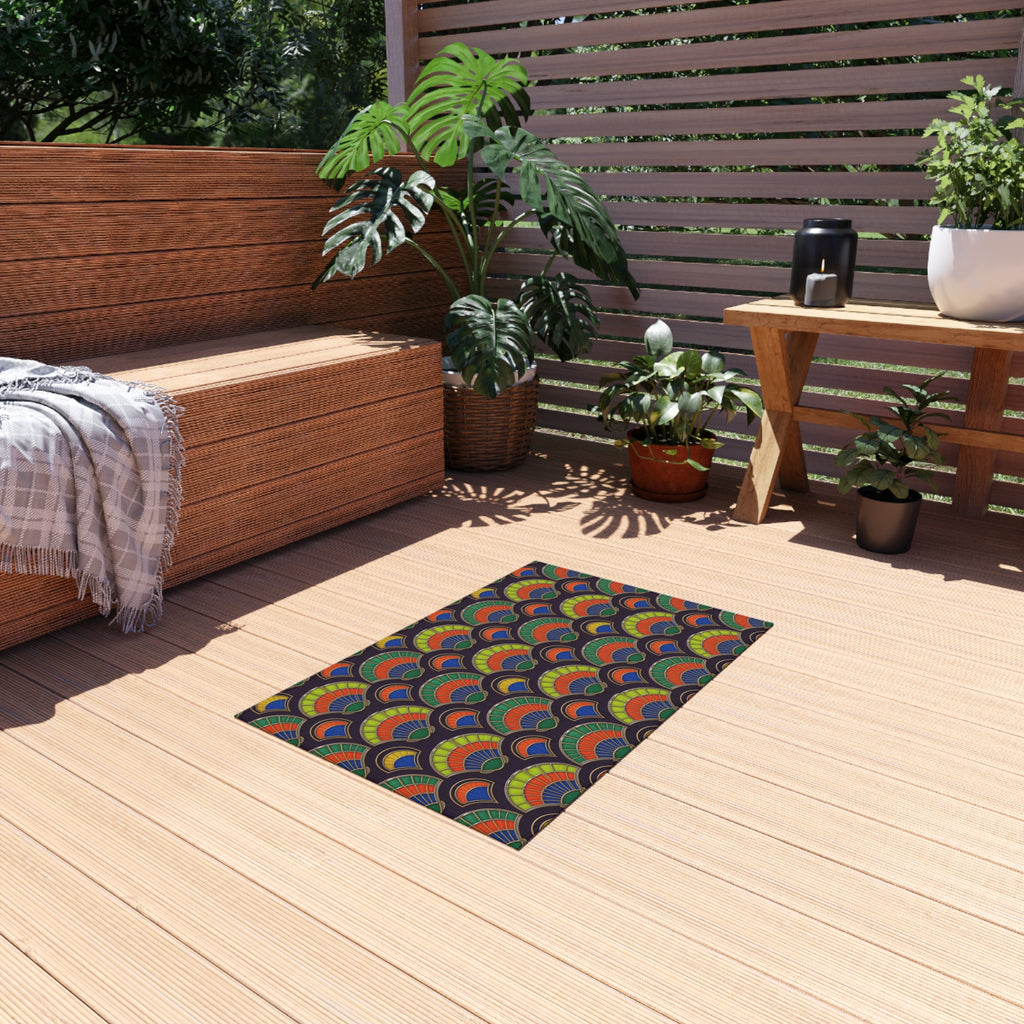 Deco Fan Scales Outdoor Rug – Art Deco Geometric Pattern