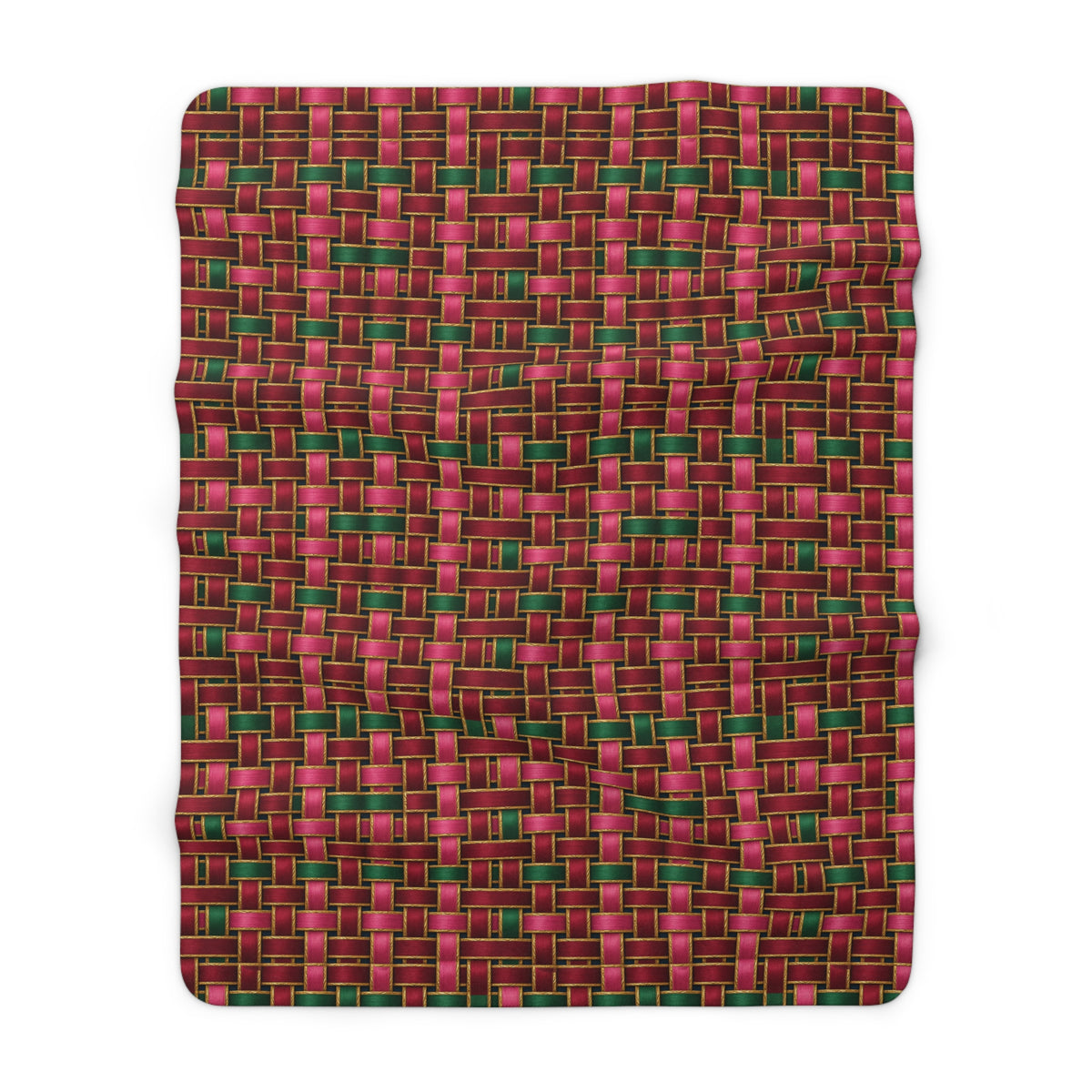 Ribbon Weave Sherpa Fleece Blanket – Holographic-Look Geometric Pattern