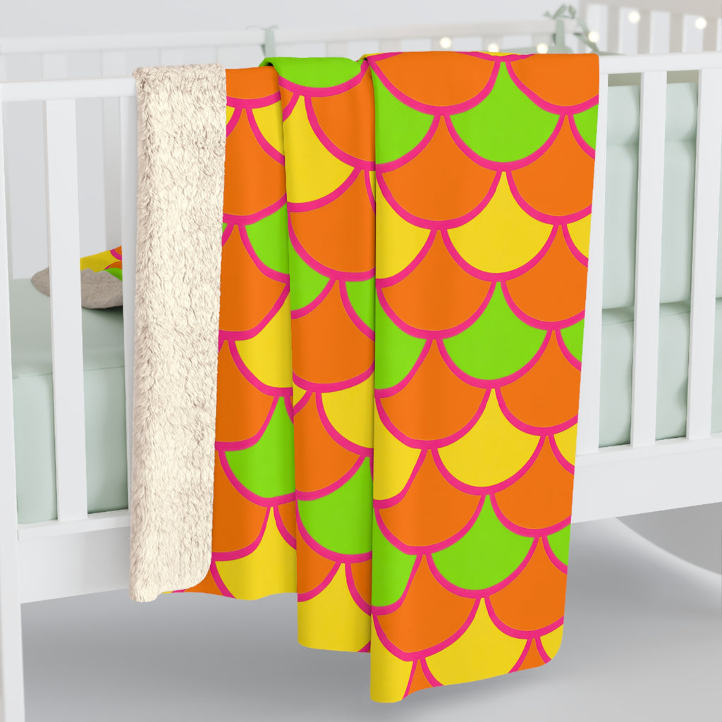Big Jewel Scales II Sherpa Fleece Blanket – Hot Citrus Festive