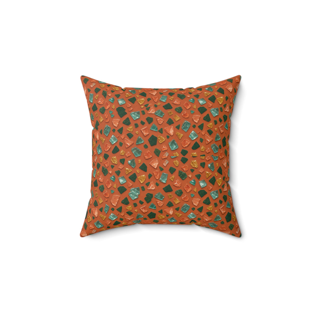 Glass Chip Sheen Faux Suede Cushion – Terrazzo Pattern
