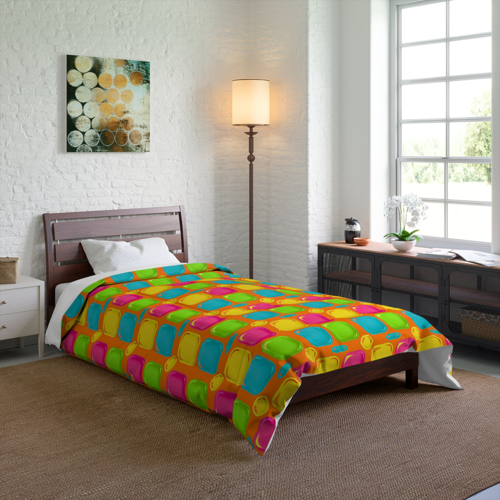 Giant Puffy Glass Cushions Comforter – Hot Citrus Festive