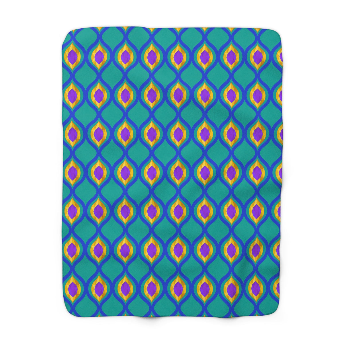Grand Gold Ogee Lattice II Sherpa Fleece Blanket – Peacock Jewel