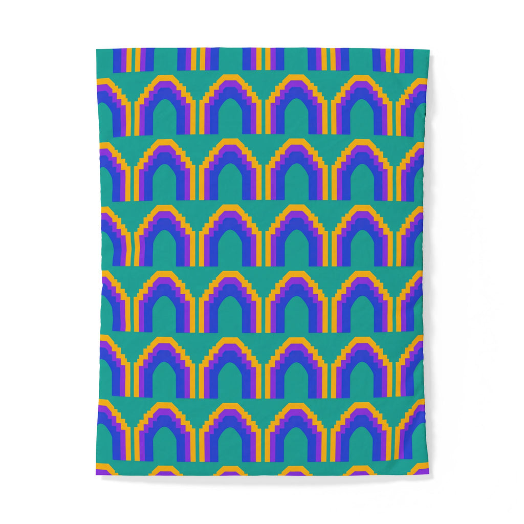 Grand Stepped Arches Cotton Duvet Cover – Peacock Jewel
