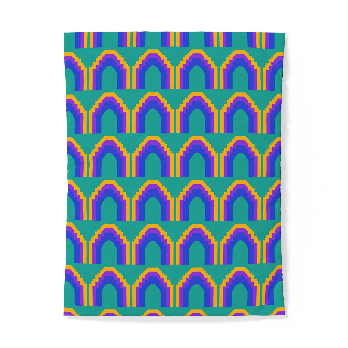 Grand Stepped Arches Cotton Duvet Cover – Peacock Jewel