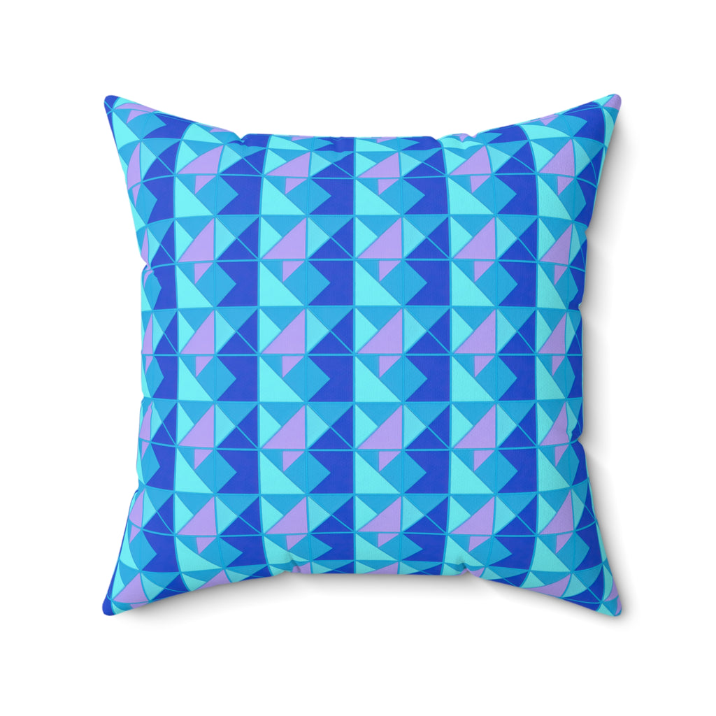 Jewel Block Quilt Faux Suede Cushion – Ice Jewel