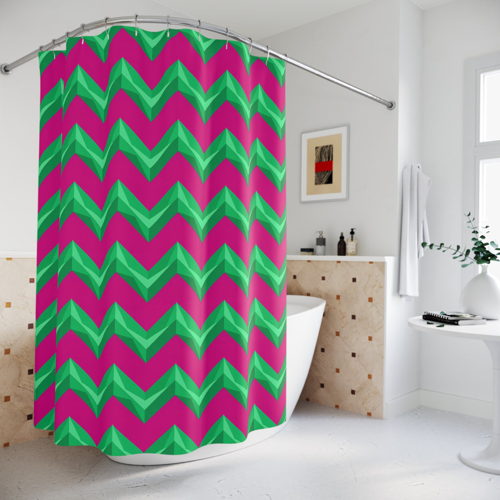 Broad Cut-Gem Chevrons Shower Curtain – Chevron Geometric Pattern
