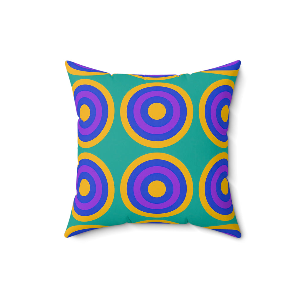 Mega Ring Grid Faux Suede Cushion – Peacock Jewel