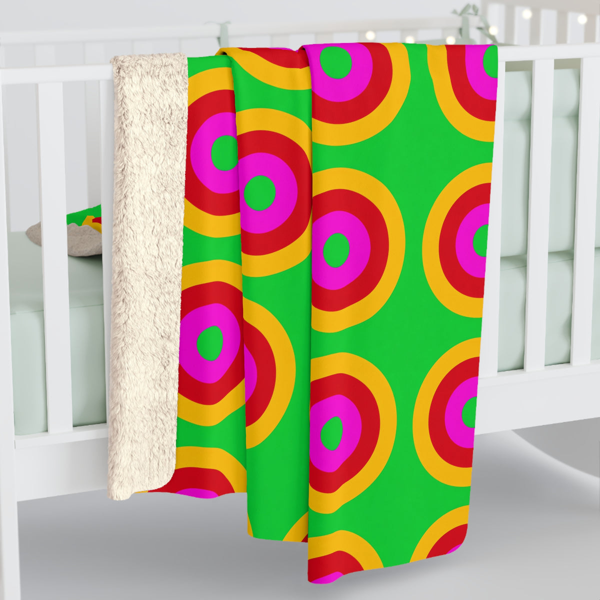 Giant Op-Art Jewel Rings Sherpa Fleece Blanket – Op-Art Concentric Circles Pattern