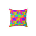 Cubist Block Quilt Faux Suede Cushion – Tropical Punch