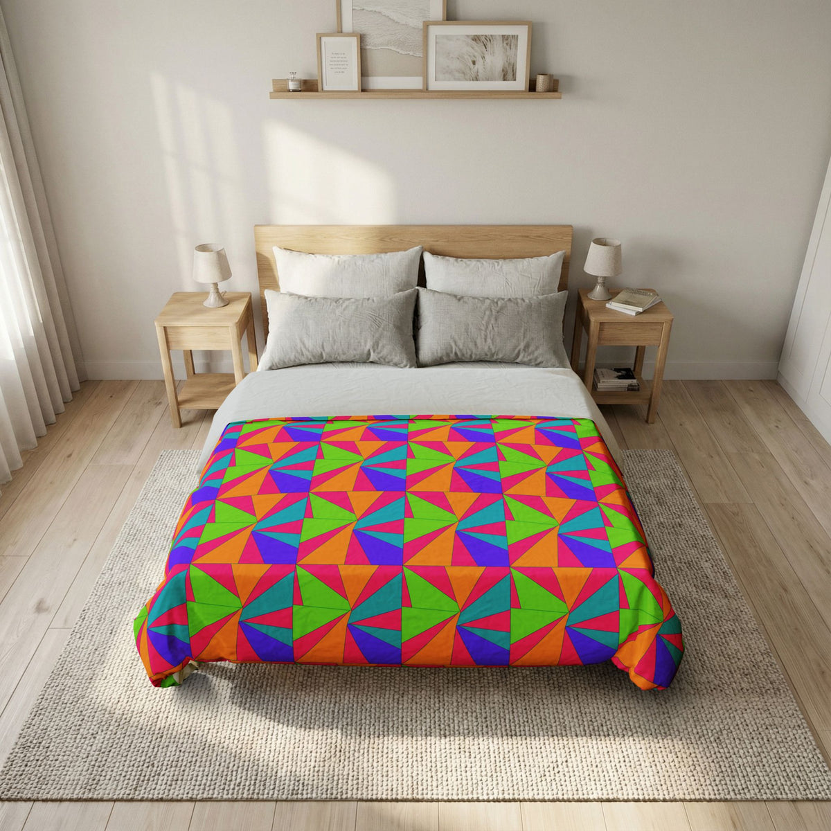 Cubist Sunburst Blocks Cotton Duvet Cover – Tropical Punch