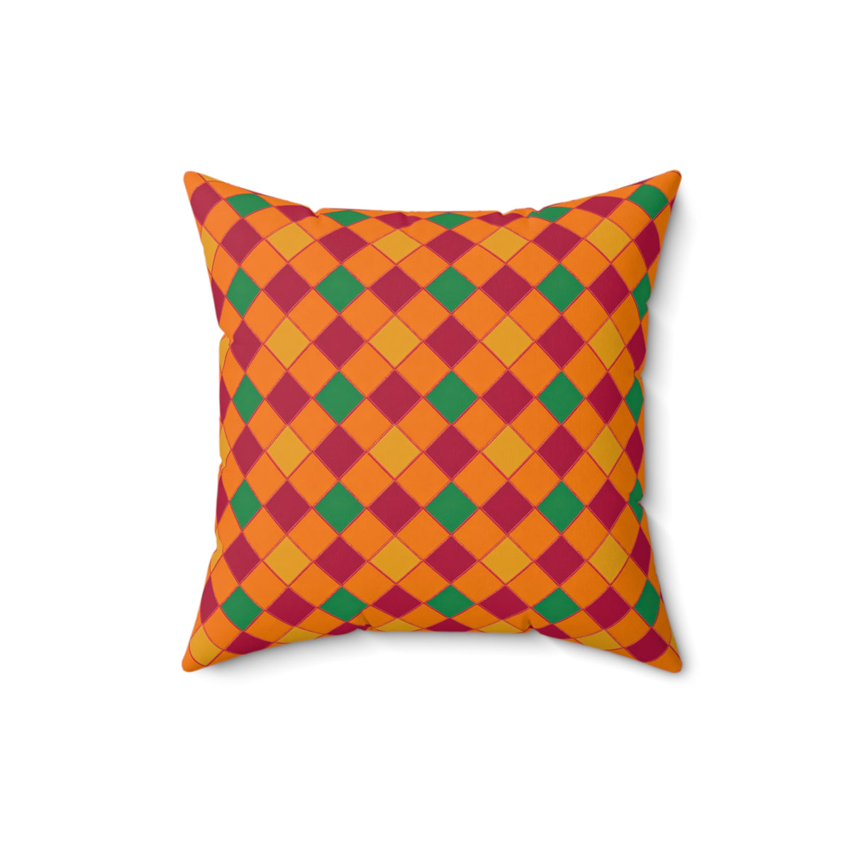 Jewel Harlequin Check Faux Suede Cushion – Cranberry Spice