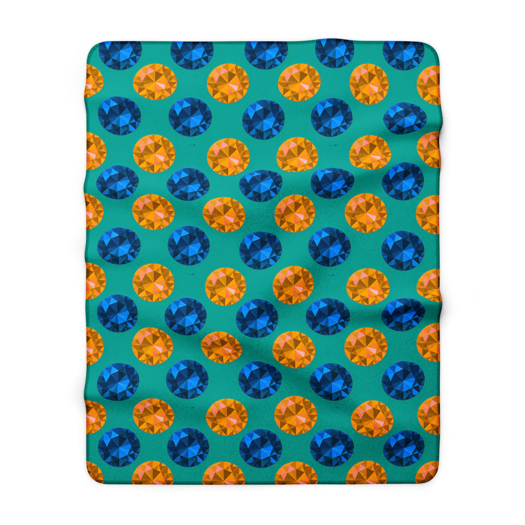 Half-Drop Gem Grid Sherpa Fleece Blanket – Peacock Jewel