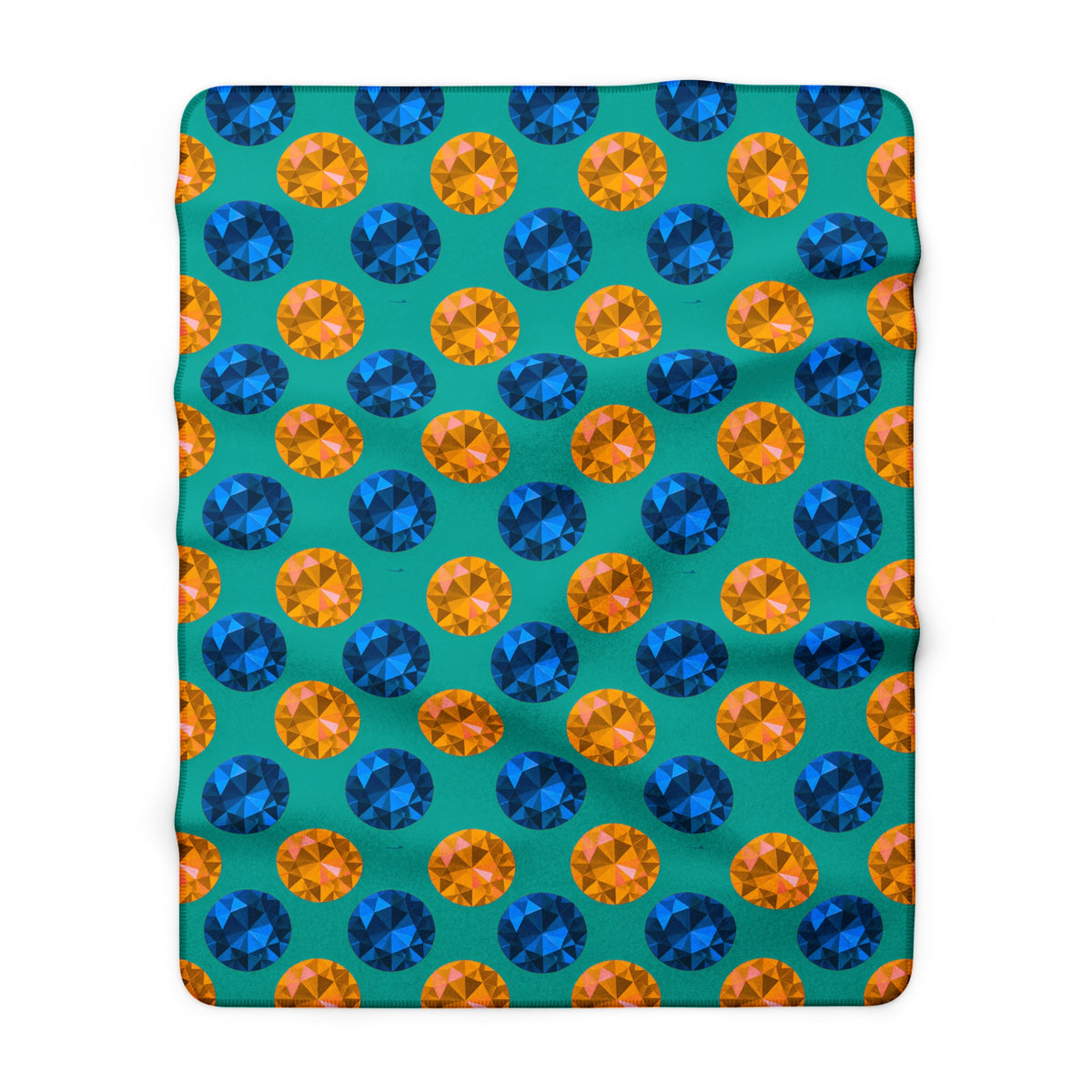 Half-Drop Gem Grid Sherpa Fleece Blanket – Peacock Jewel