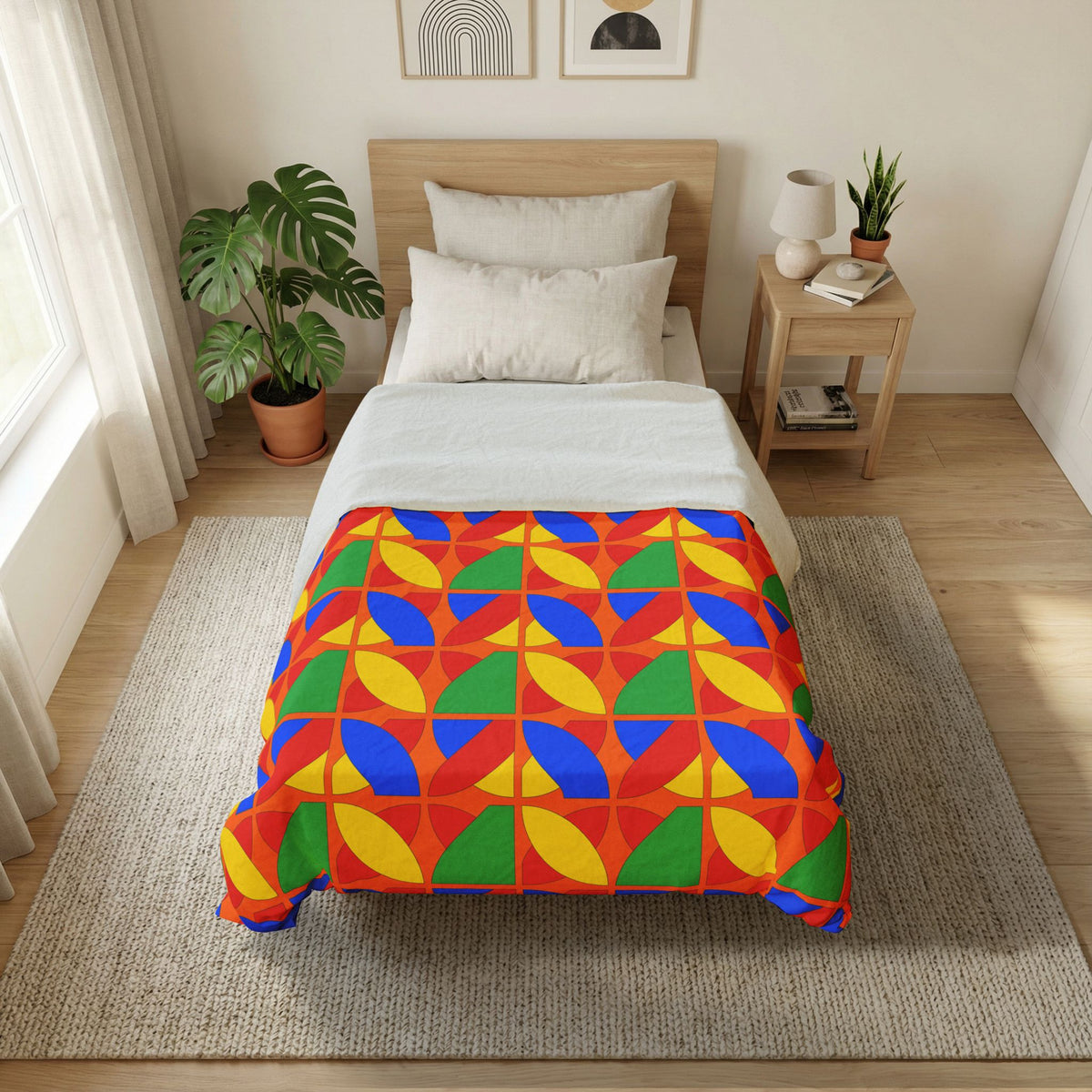 Cubist Arc Fragments Cotton Duvet Cover – Cubist Abstract Pattern