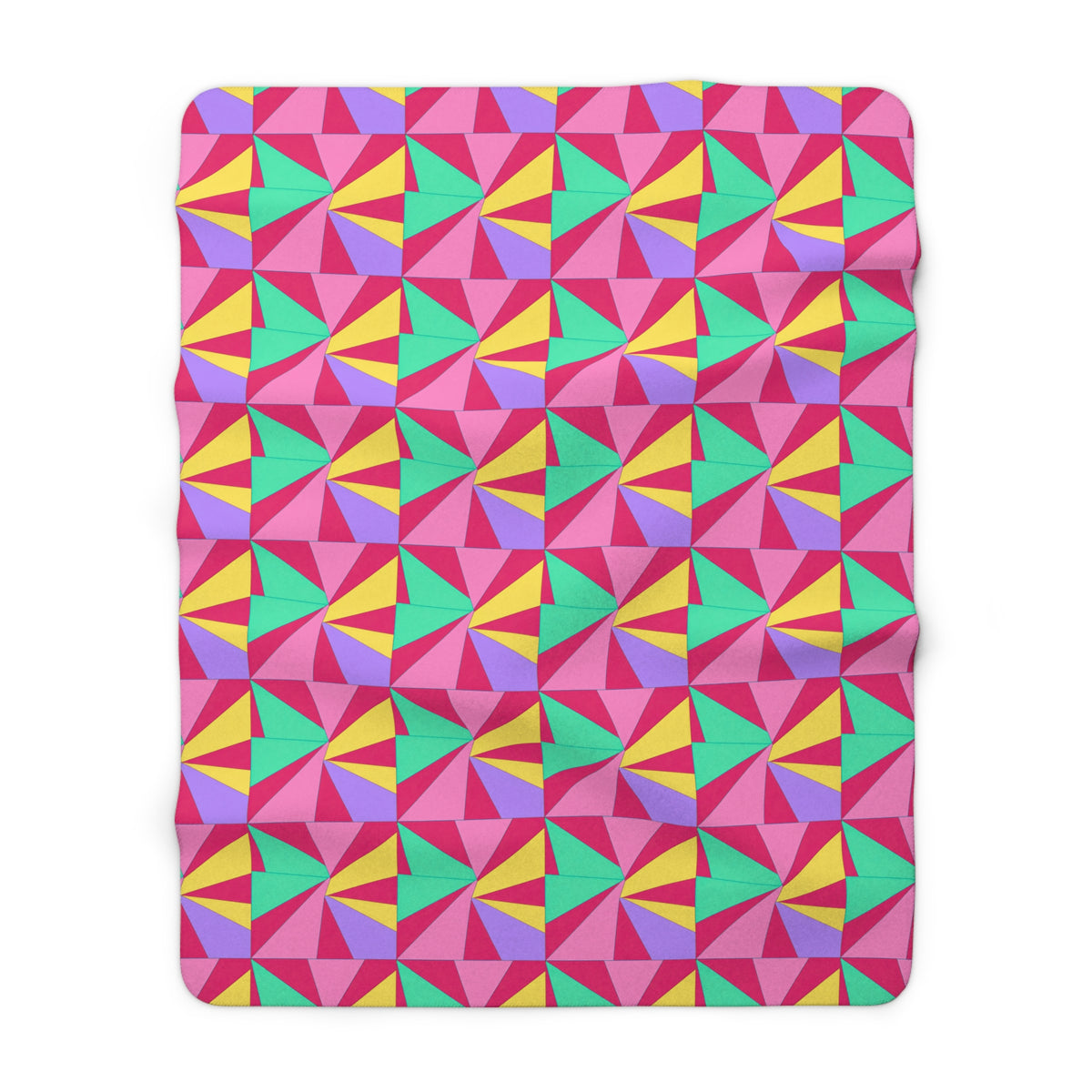 Cubist Sunburst Blocks Sherpa Fleece Blanket – Candy Pop on Raspberry