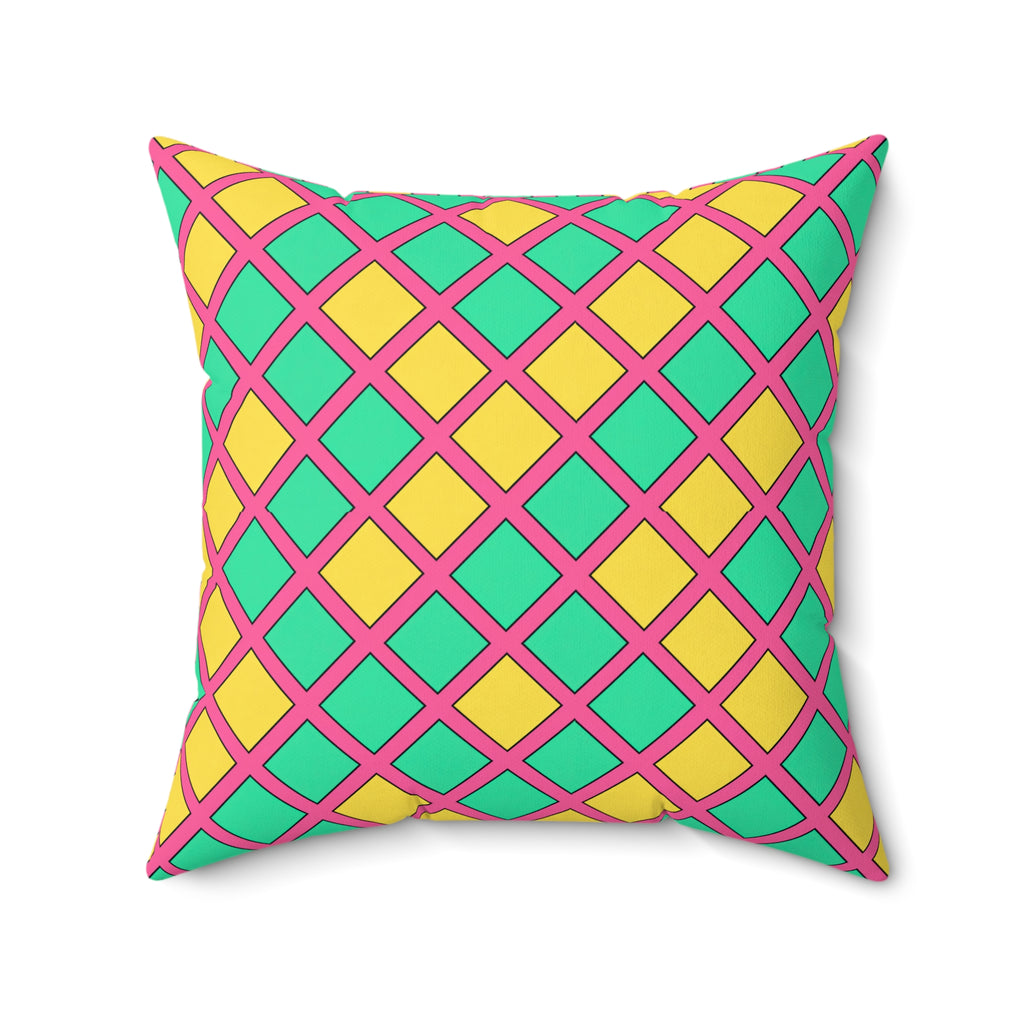Harlequin Gold Grid Faux Suede Cushion – Candy Christmas