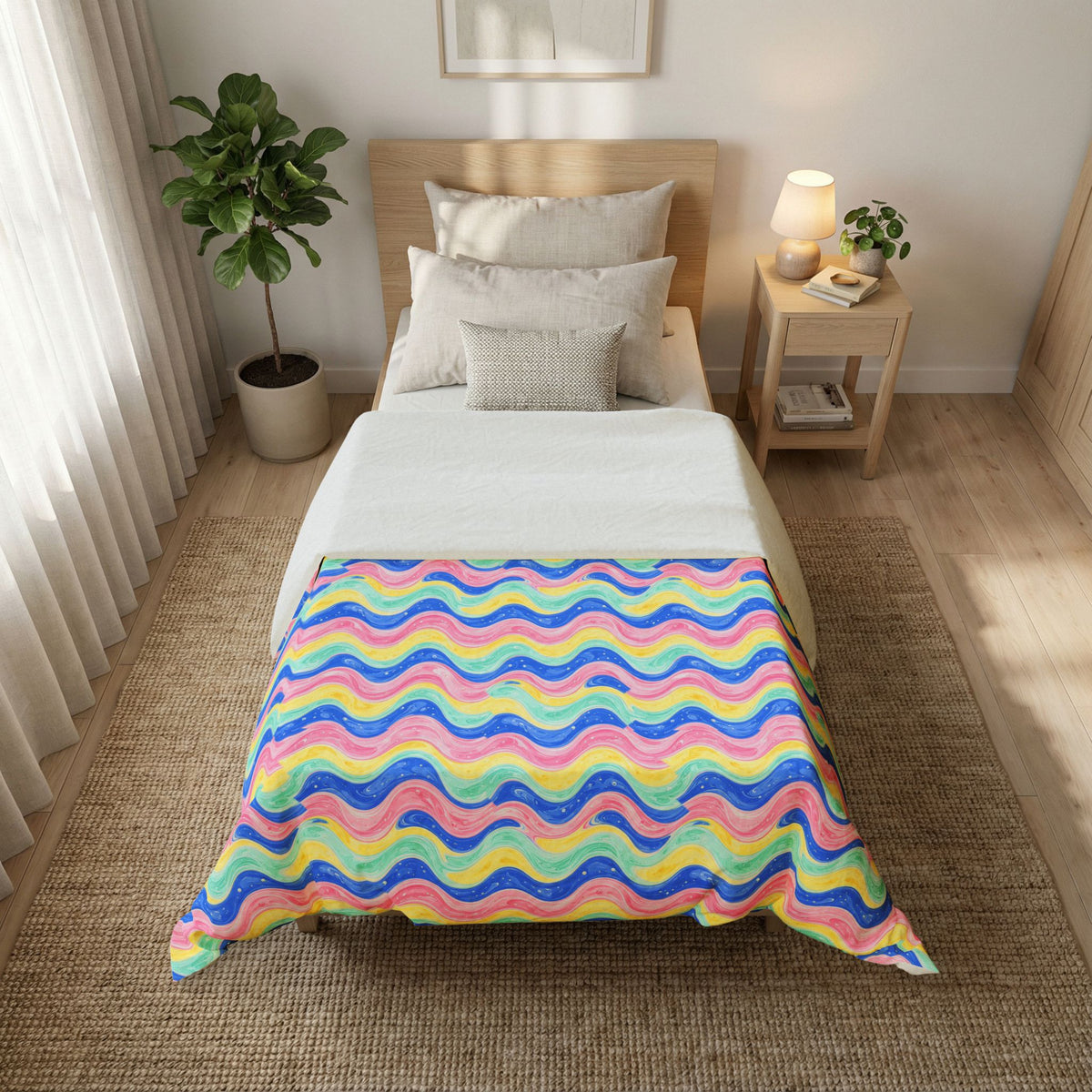 Icing Drip Waves Cotton Duvet Cover – Candy Fluid Art Pattern