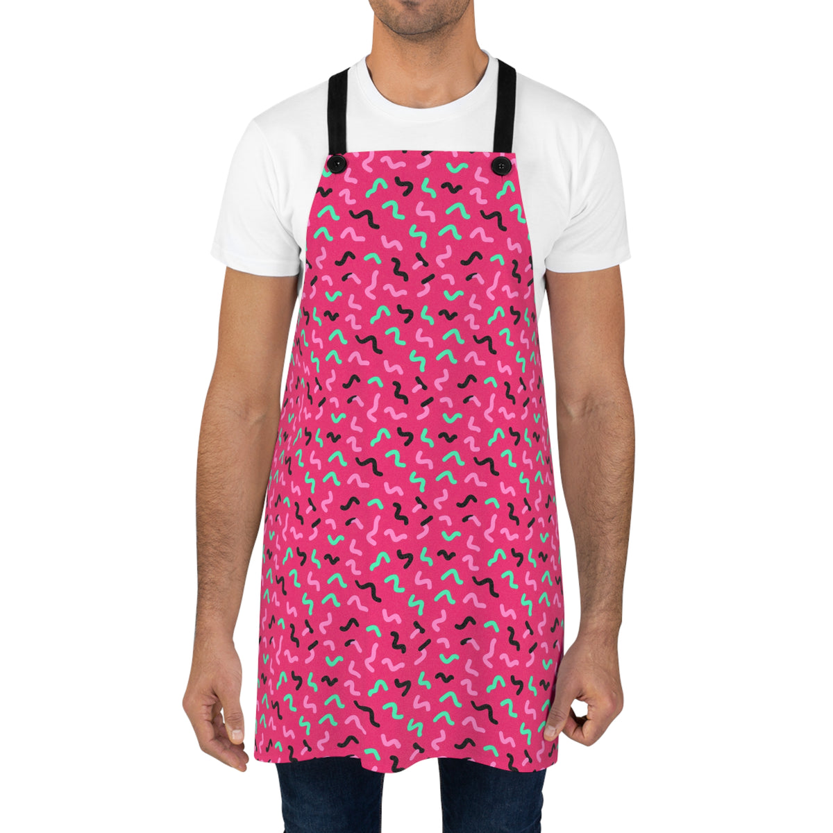 Squiggle Strokes Apron – Candy Pop on Raspberry