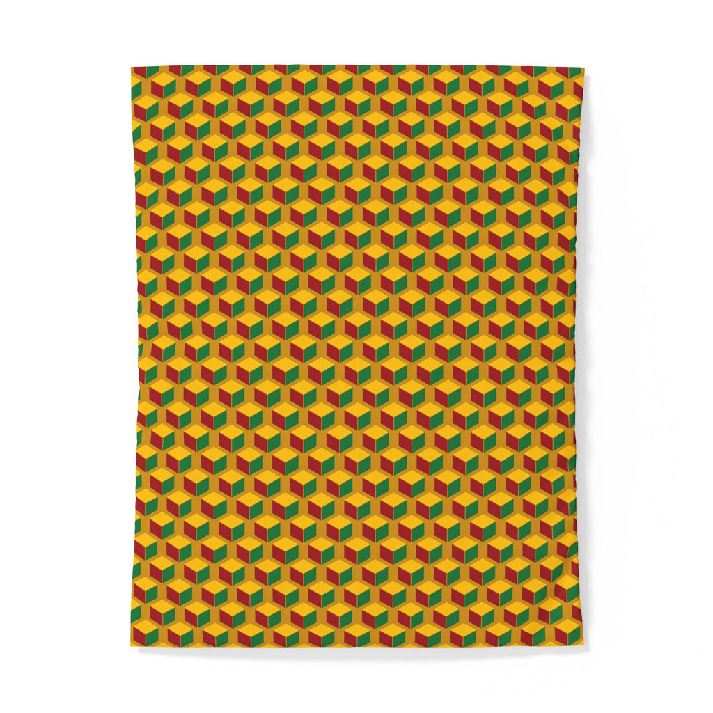 Giant Faceted Cubes II Cotton Duvet Cover – Isometric Op-Art Pattern