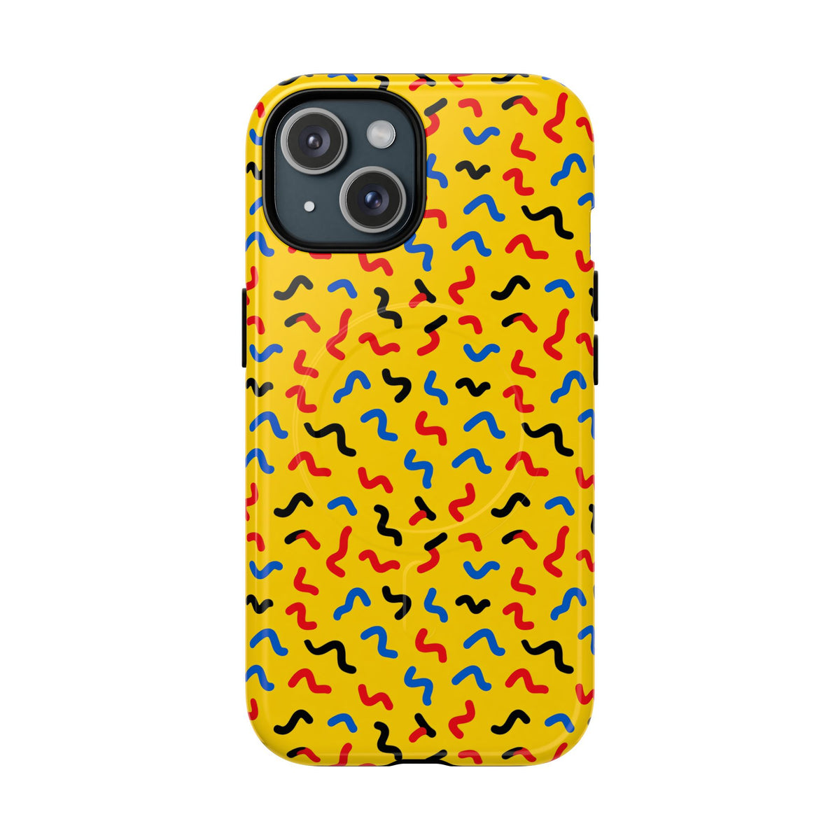Squiggle Strokes Yellow Magnetic Tough iPhone Case – Bold Primary Abstract Pattern