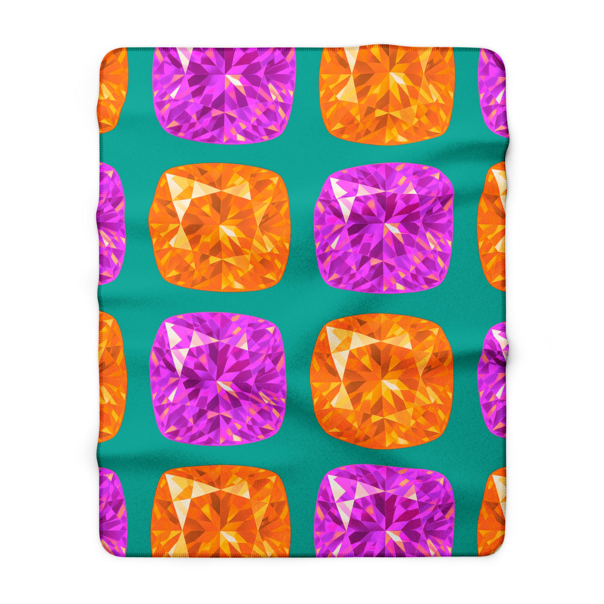 Giant Cut Gem Grid Sherpa Fleece Blanket – Peacock Jewel