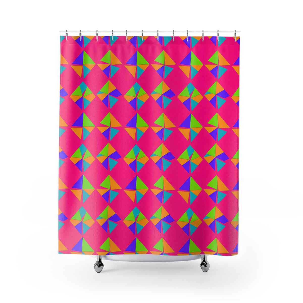 Stacked Cubist Prisms Shower Curtain – Tropical Punch